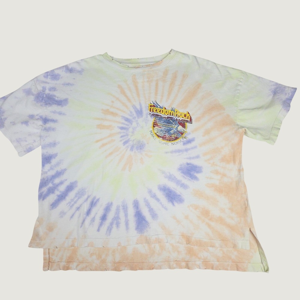 Modish Rebel Freedom Rock Tie Dye Tee Women S Distressed Graphic